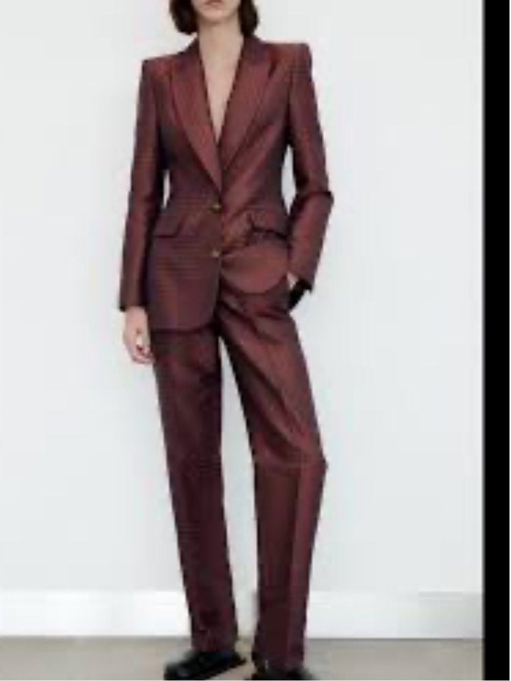 Zara 2 piece set Women’s Burgundy & Navy Patterned Suit